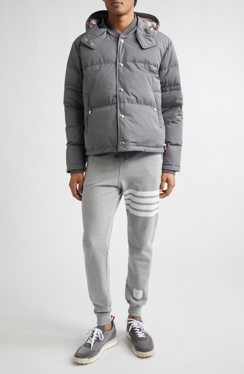 Thom Browne Down Bomber Puffer Jacket with Removable Hood, Alternate, color, Medium Grey