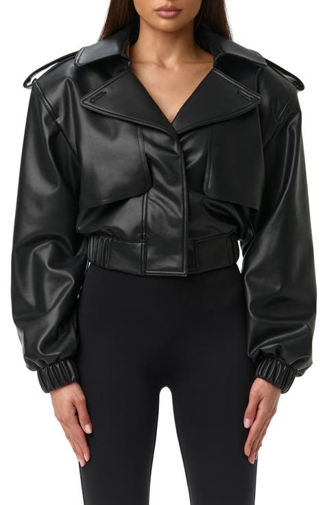 Faux Leather Crop Jacket