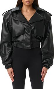 Naked Wardrobe Faux Leather Crop Jacket