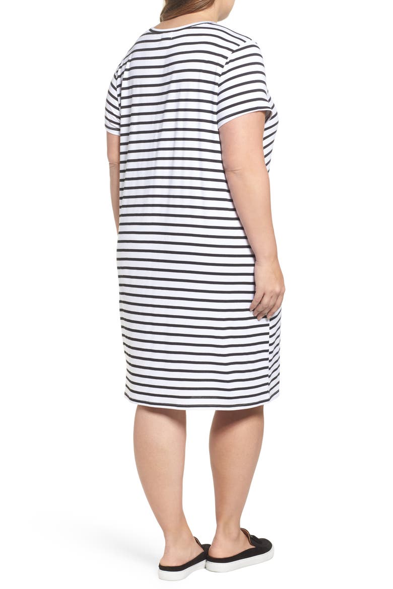 Knit Shift Dress, Alternate, color, WHITE- BLACK STRIPE