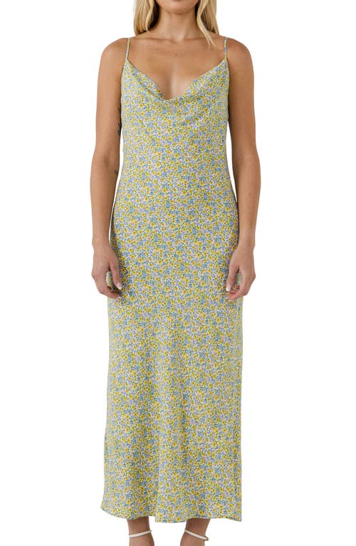 Free The Roses Floral Sleeveless Midi Dress In Blue Multi