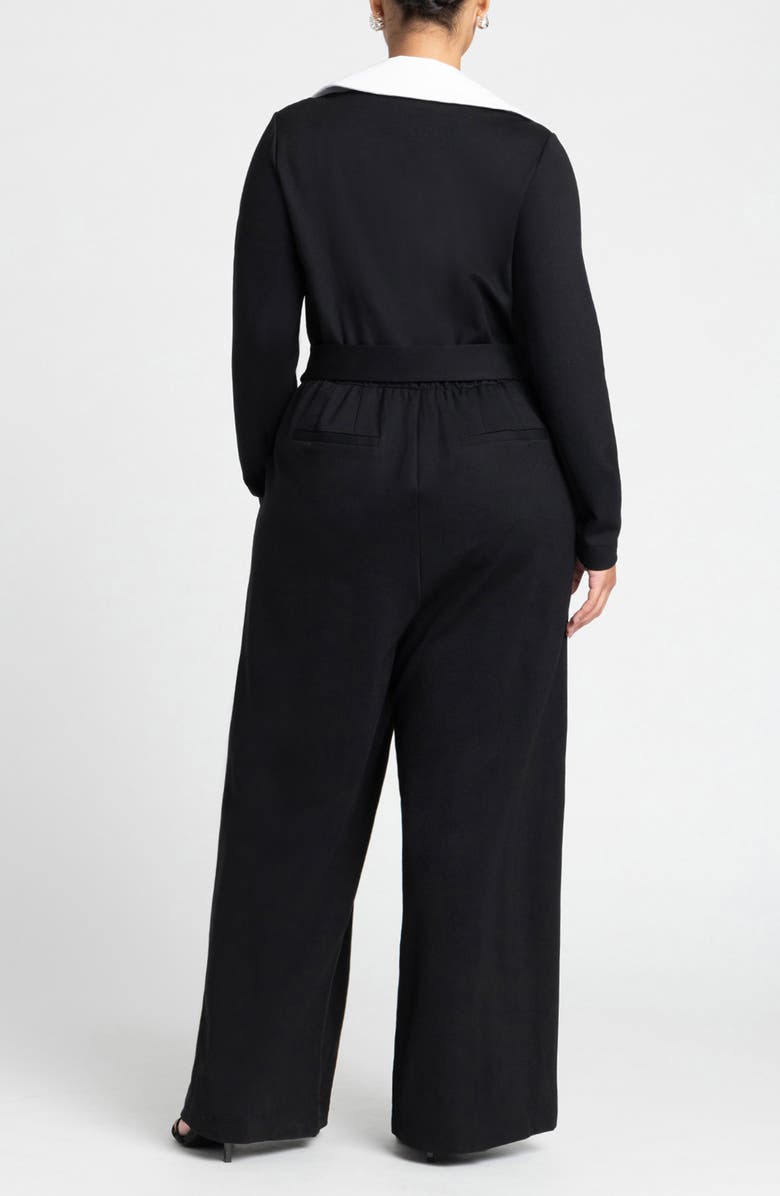 ELOQUII Long Sleeve Tuxedo Jumpsuit, Alternate, color, 