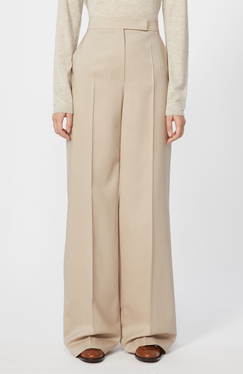 Max Mara Girone Wool, Mohair & Silk Wide Leg Pants, Main, color, Moss