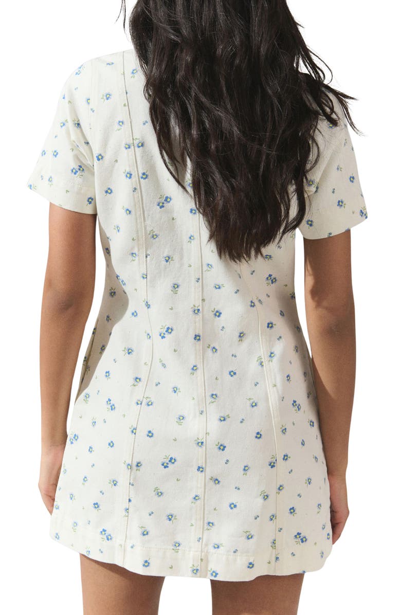 NEXT Floral Denim Minidress, Alternate, color, Neutral