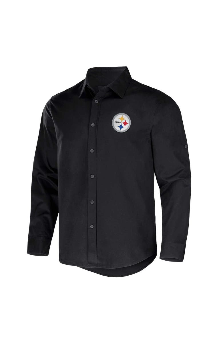 NFL X DARIUS RUCKER Men's NFL x Darius Rucker Collection by Fanatics Black Pittsburgh Steelers Convertible Twill Long Sleeve Button-Up Shirt, Alternate, color, Black
