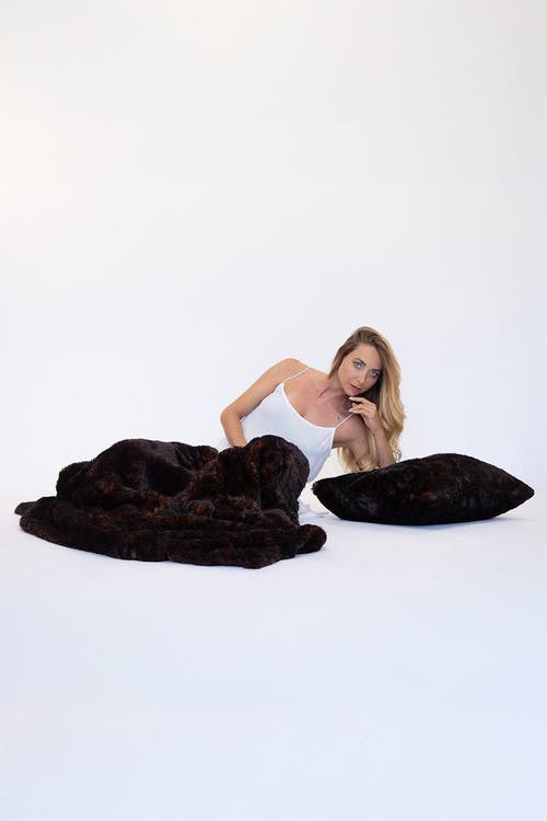 Sea To Me Blankets Big Sur Serenity Faux Fur Accent Pillow In Multi