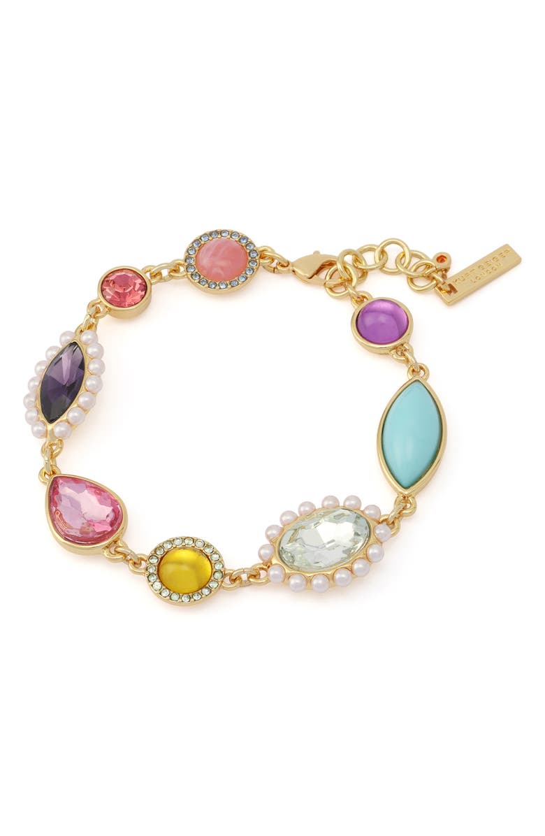 Kurt Geiger London Mix Stone Flex Bracelet, Alternate, color, Gold/ Multi