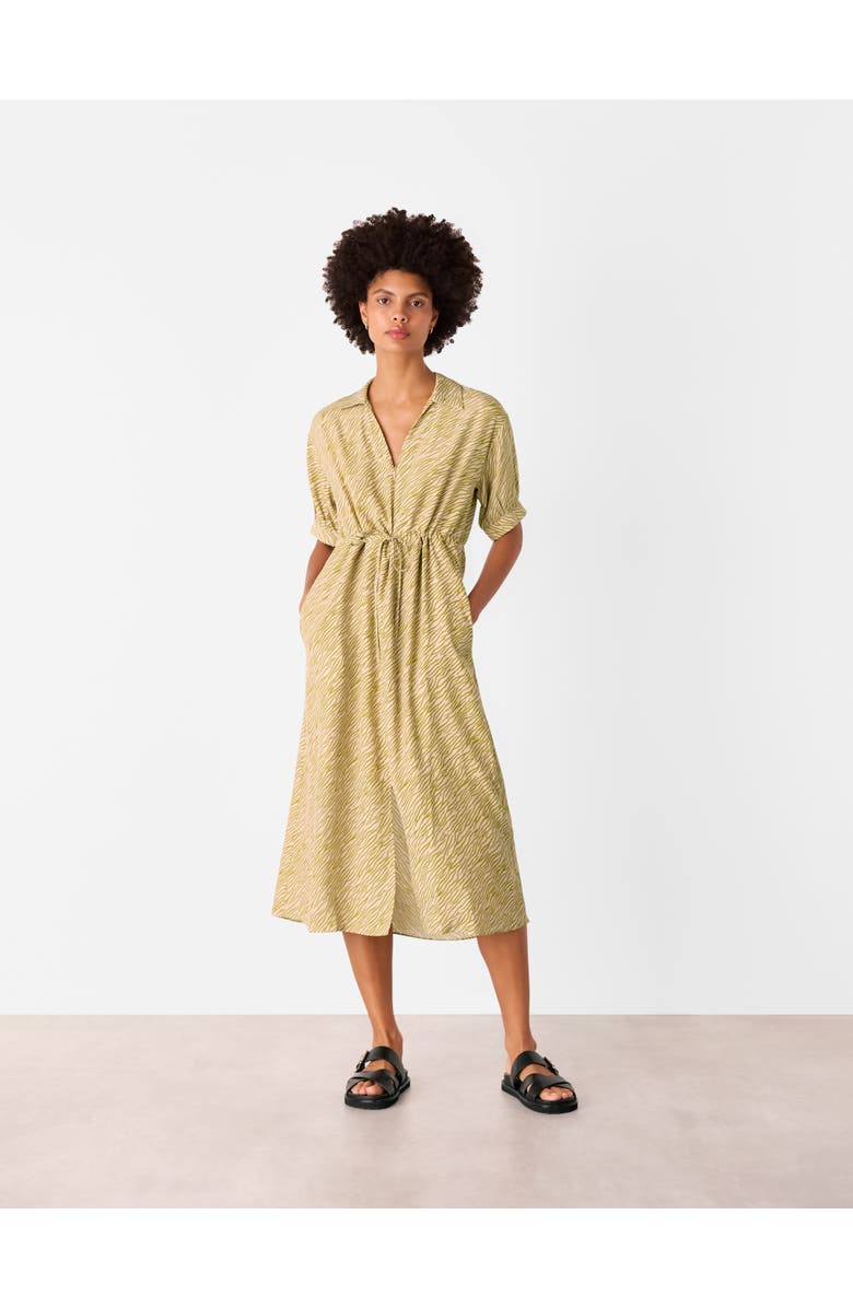 Whistles Tiger Flame Short Sleeve Midi Dress, Main, color, Green/Multi