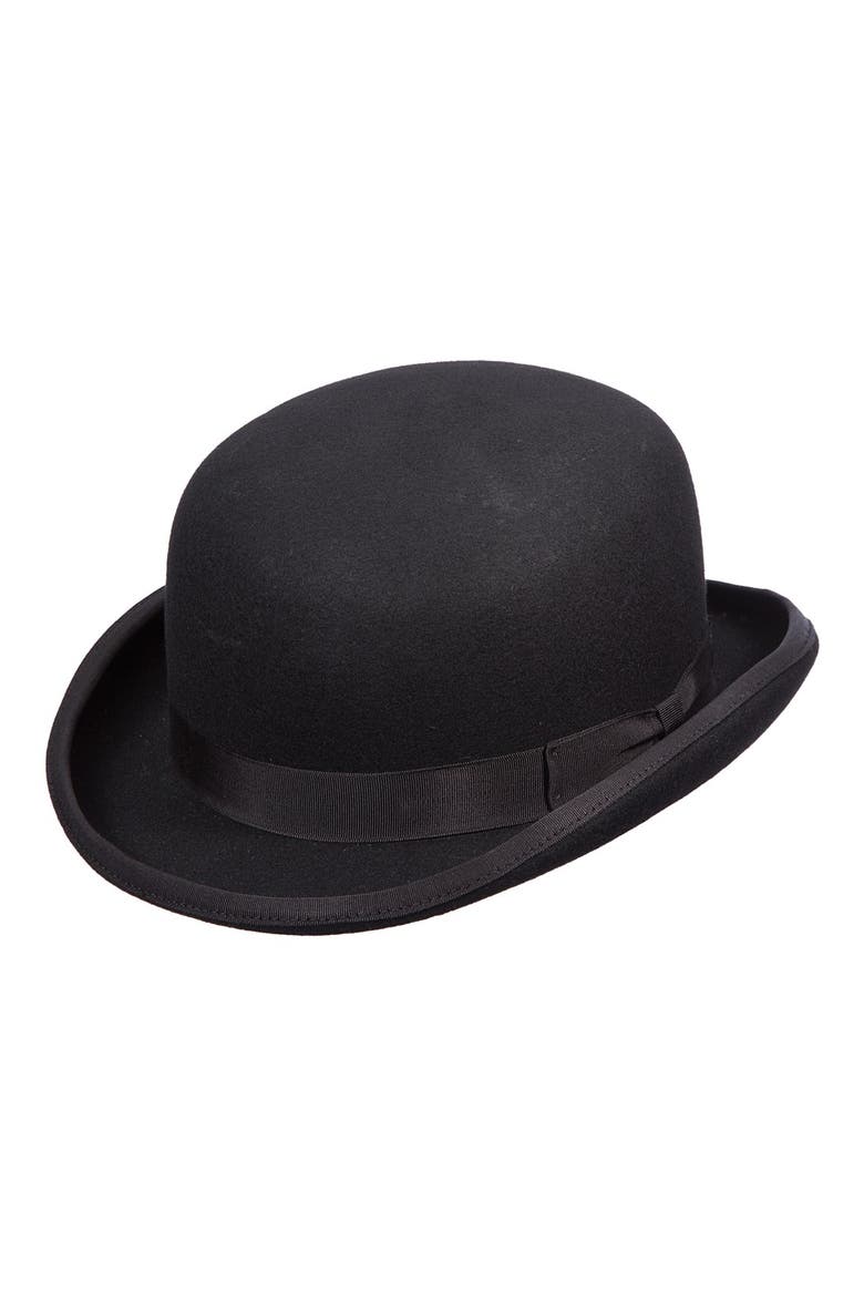 Wool Felt Bowler Hat, Main, color, BLACK