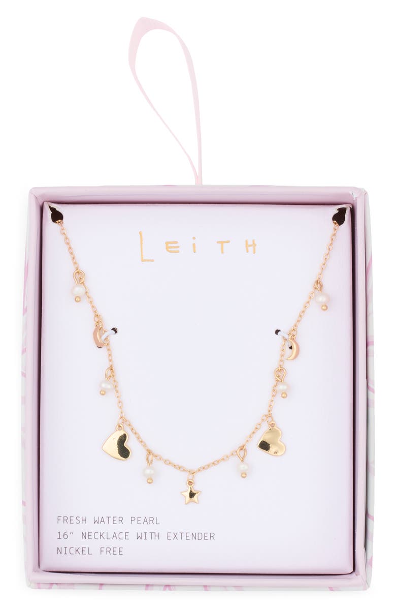 Leith Cubic Zirconia Star & Heart Necklace, Main, color, Clear- White- Gold