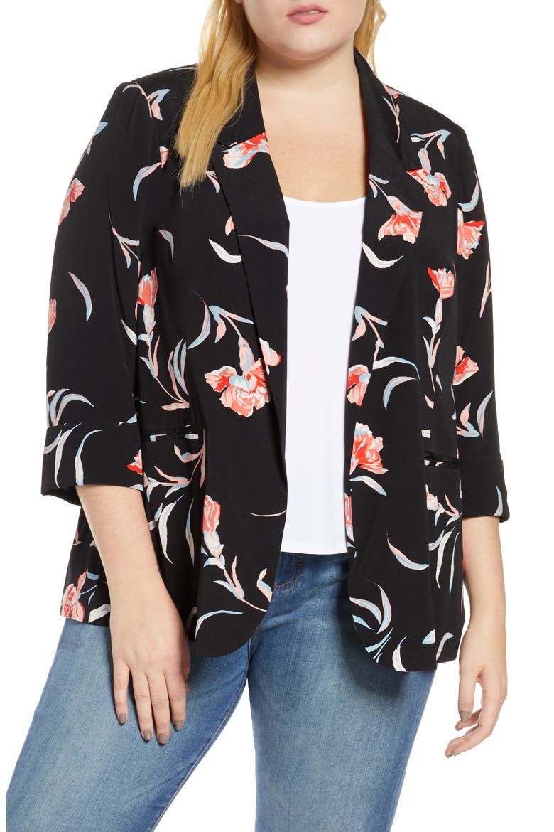 Daniel Rainn Floral Blazer, Main, color, G271 BLK
