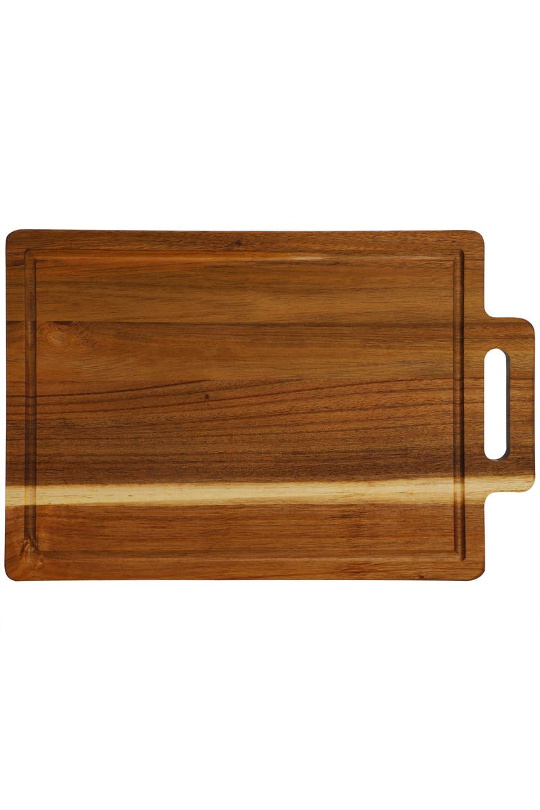 16.5 x 11 Inch Acacia Wood Rectangle Serving Board with Handle, Alternate, color, Acacia