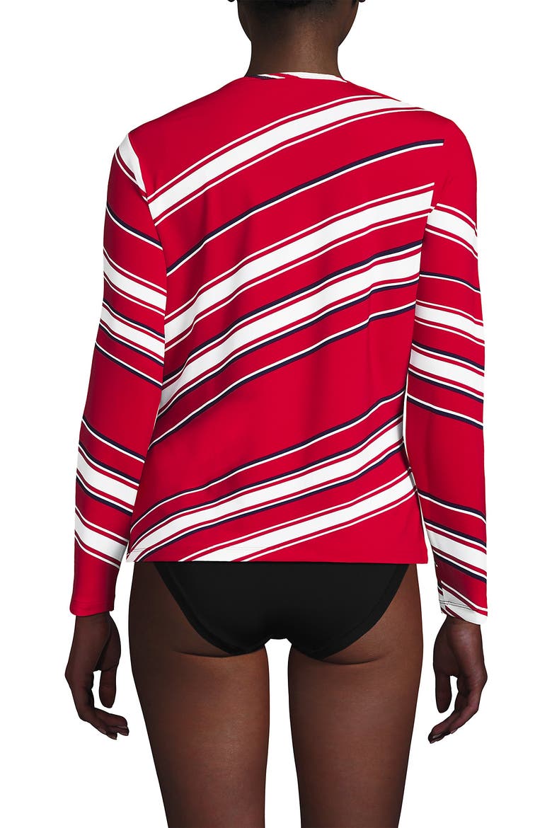 SunShade UPF 50 Long Sleeve Rash Guard Swim Tee, Alternate, color, Diagonal Stripe/Strawberry