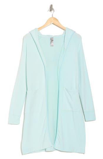 Go Couture Wrap Front Hooded Cardigan In Limpet Shell