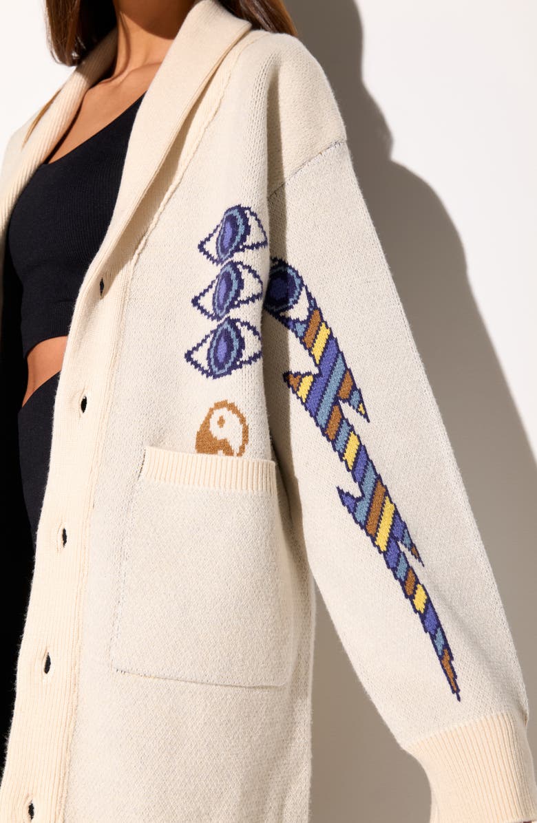 Spiritual Gangster Grateful Sky Estelle Cardigan, Alternate, color, Winter White