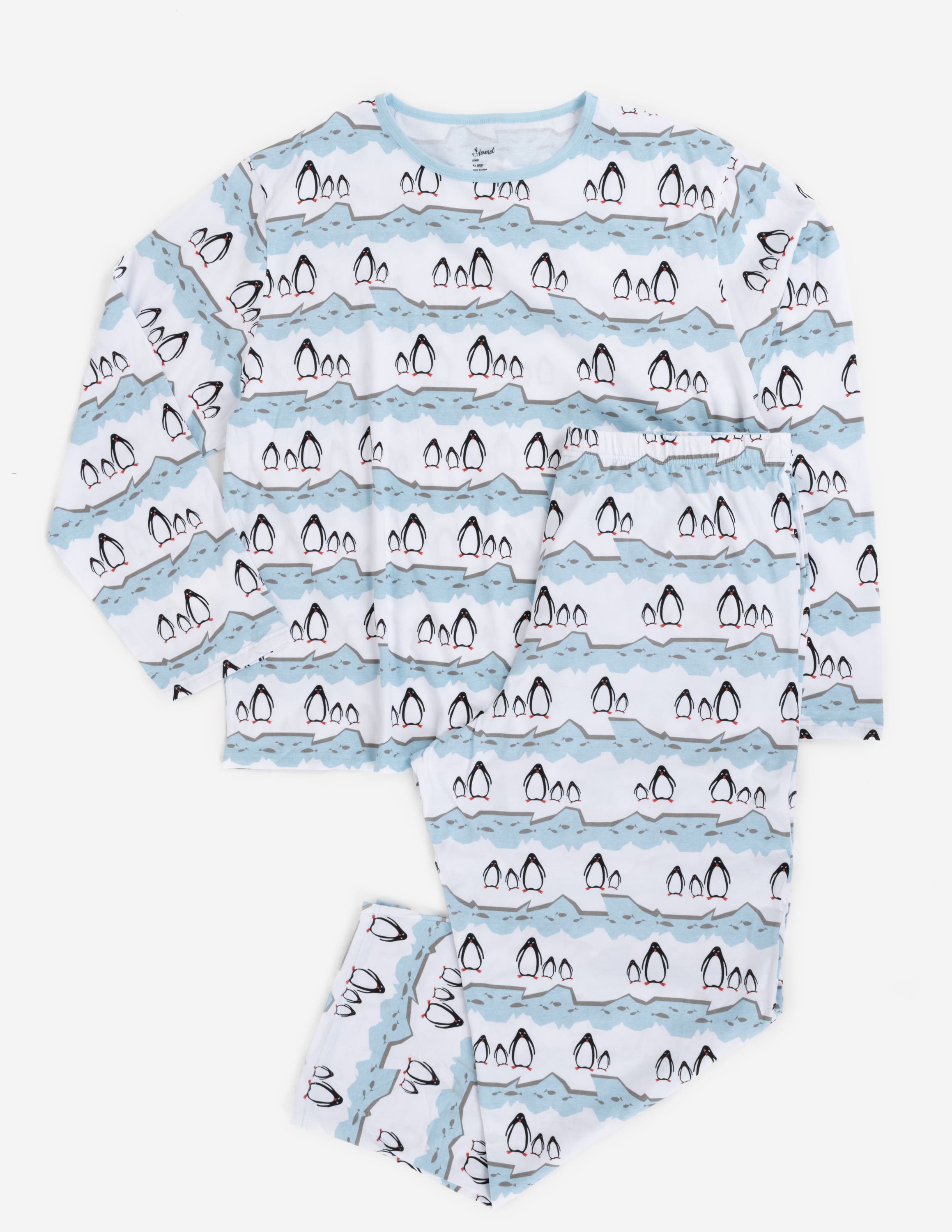 Leveret Cotton Matching Family Holiday Pajamas, Reindeer & Moose Prints In Blue