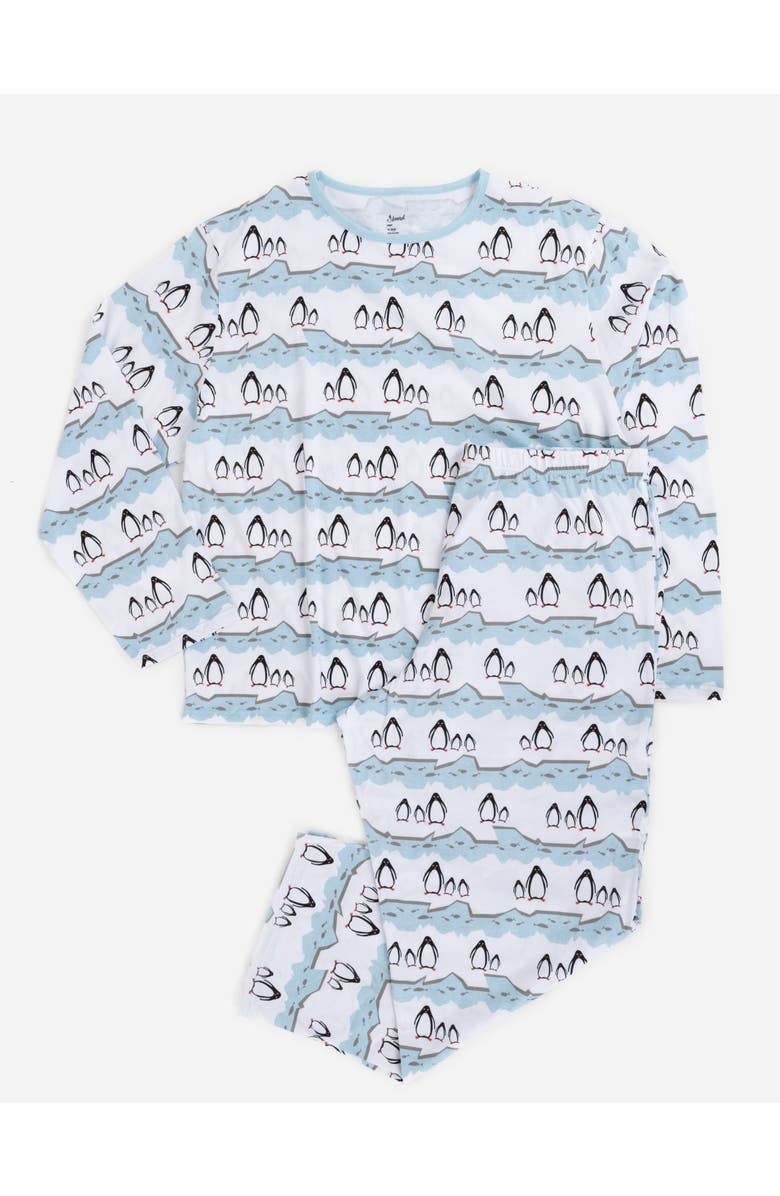 Leveret Men's Cotton Matching Family Holiday Pajamas, Reindeer & Moose Prints, Main, color, Penguin