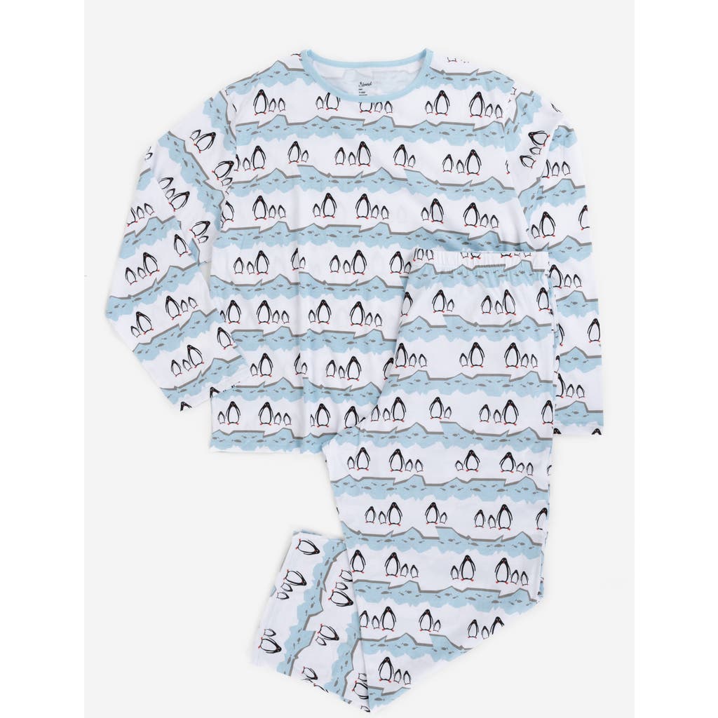 Leveret Cotton Matching Family Holiday Pajamas, Reindeer & Moose Prints In Blue