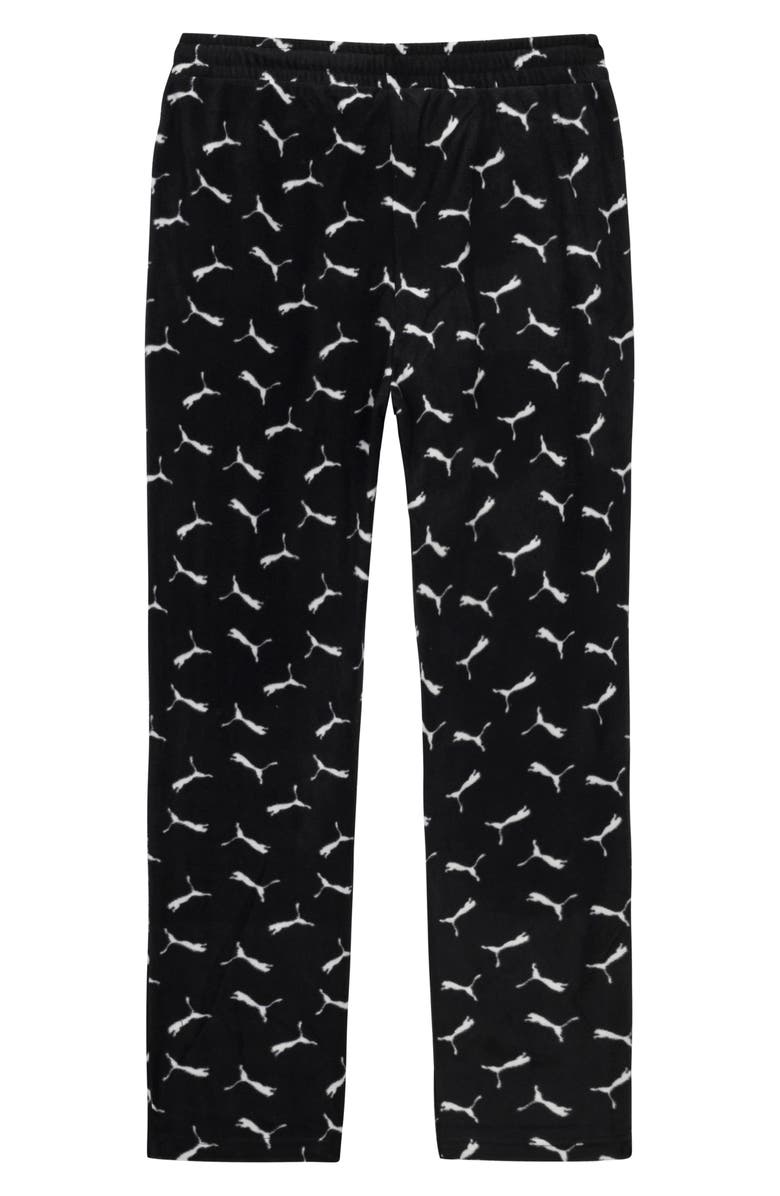 PUMA Fleece Lounge Pants, Main, color, Black / White