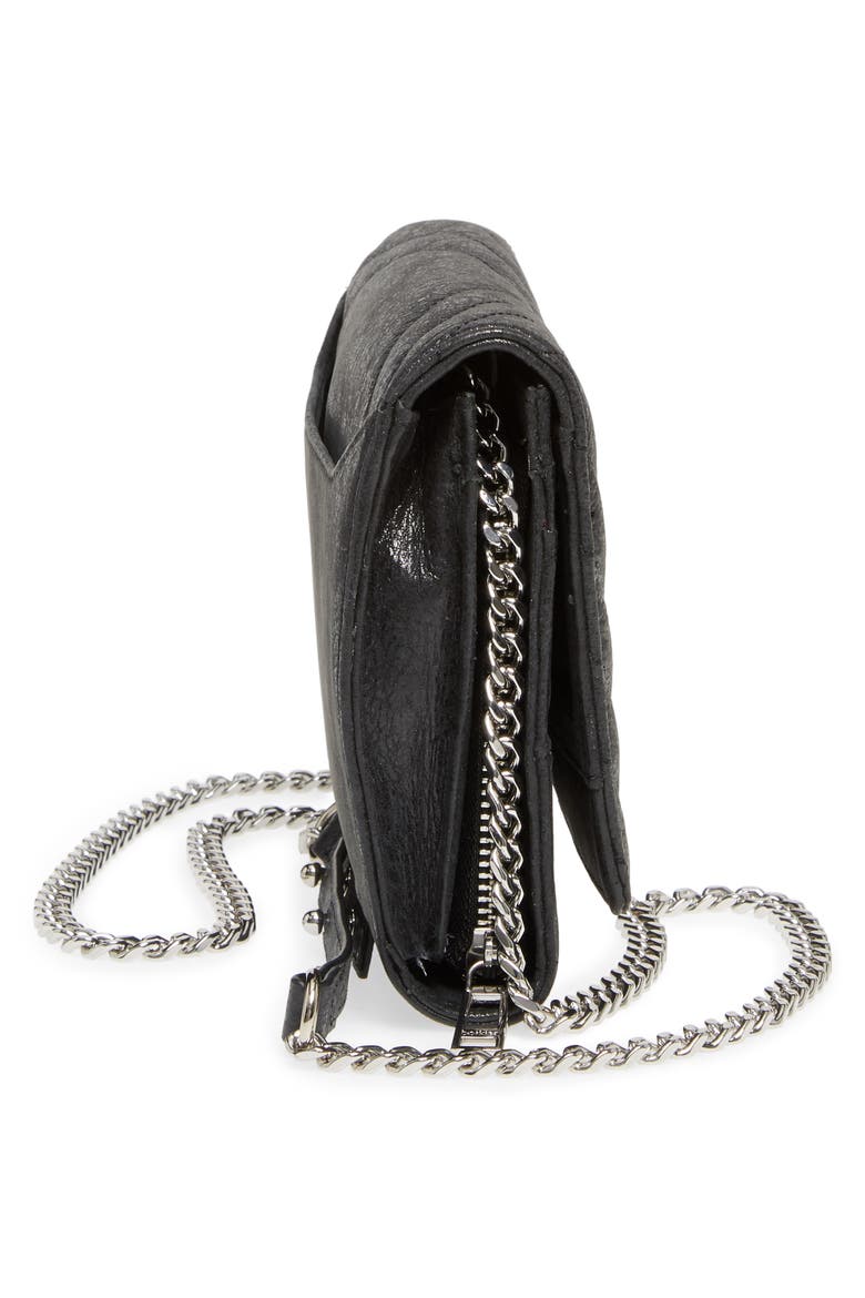 Soho Calfskin Leather Wallet on a Chain, Alternate, color, BLACK