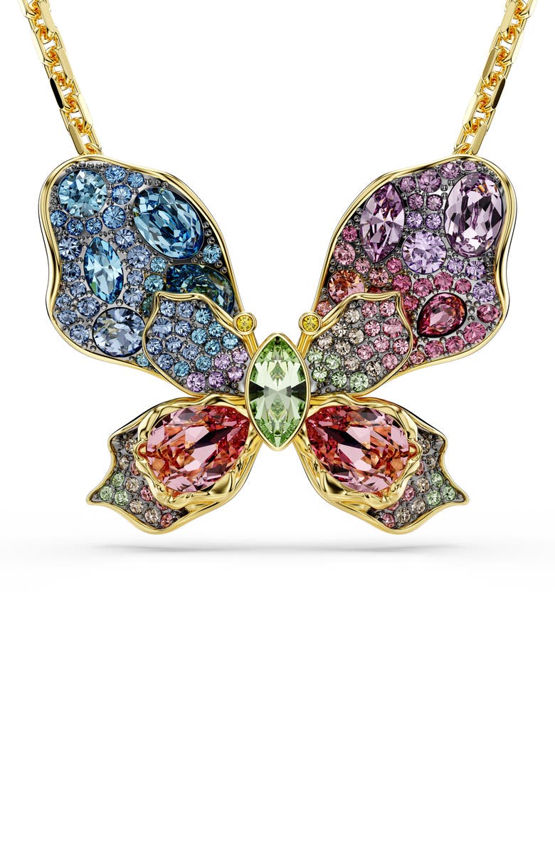 Swarovski Idyllia Crystal Butterfly Brooch & Pendant Necklace, Main, color, Multicolored
