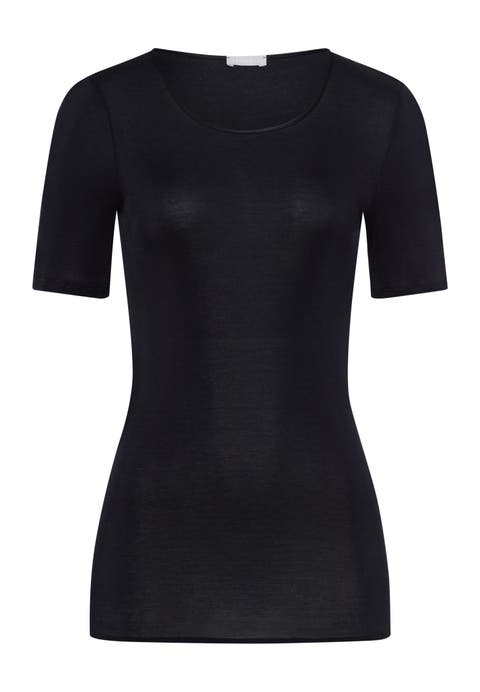 Cotton Seamless Fitted Cotton Round Neck Top