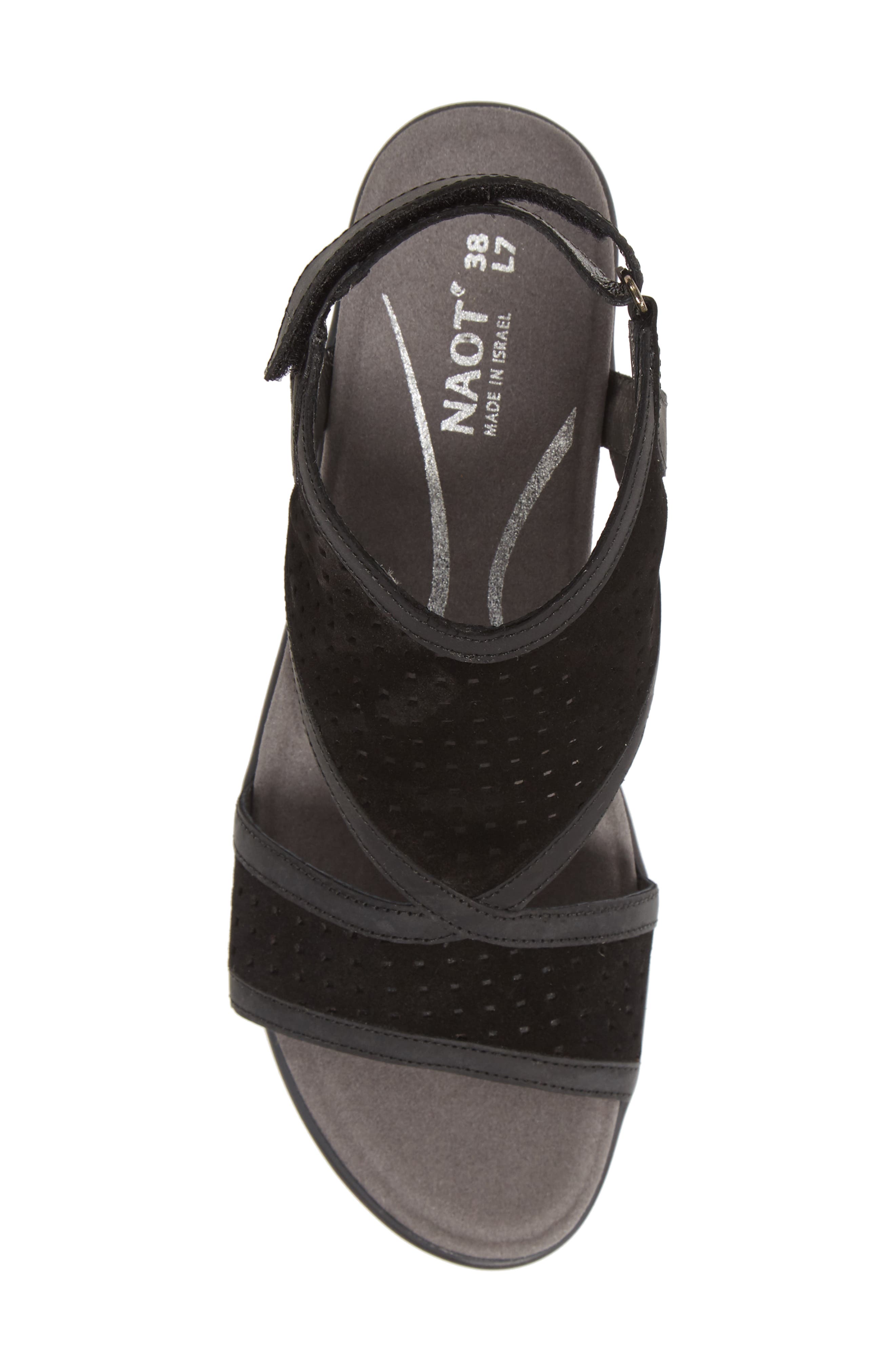 Naot Destiny Sandal, Alternate, color, Black Suede/ Coal Nubuck