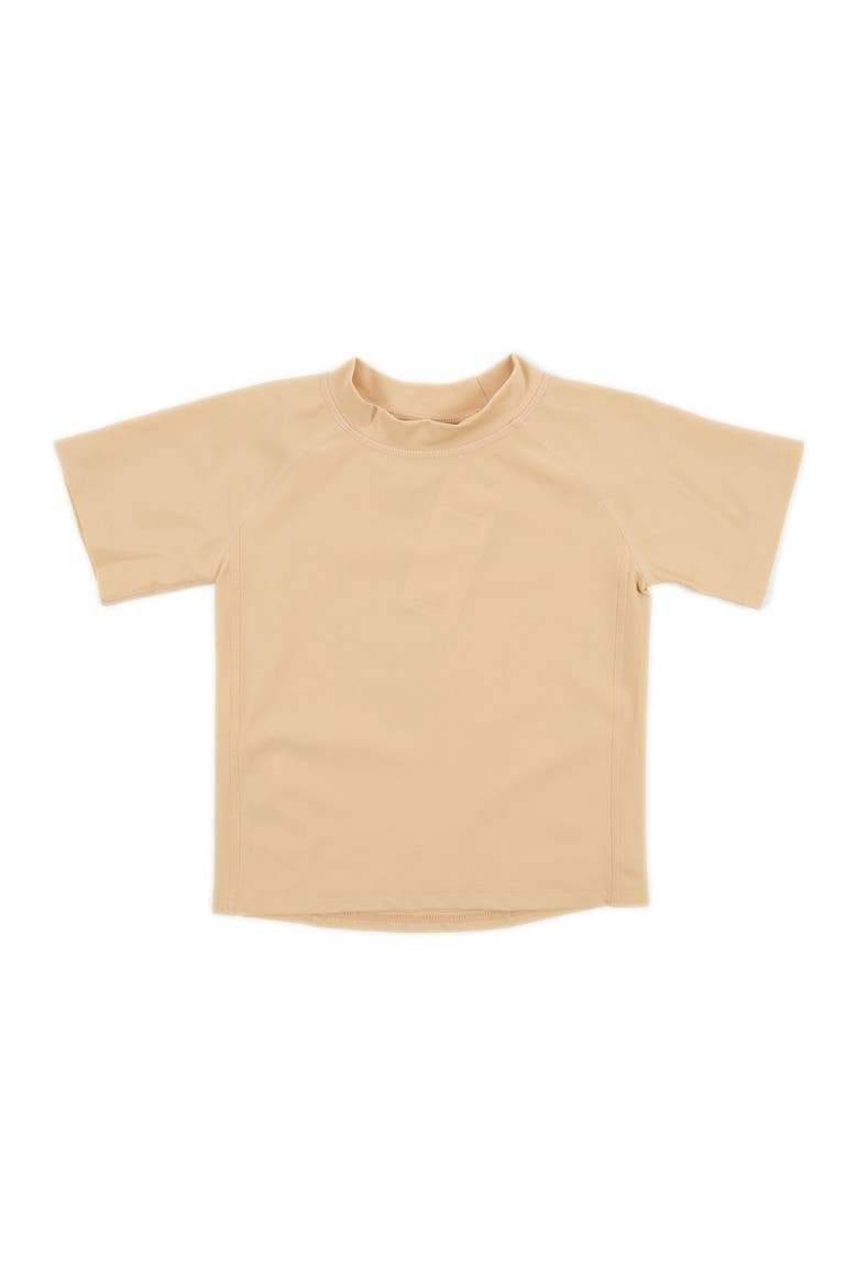 Kids Short Sleeve Rash Guard, UPF 50+ Swim Shirt, Main, color, BEIGE
