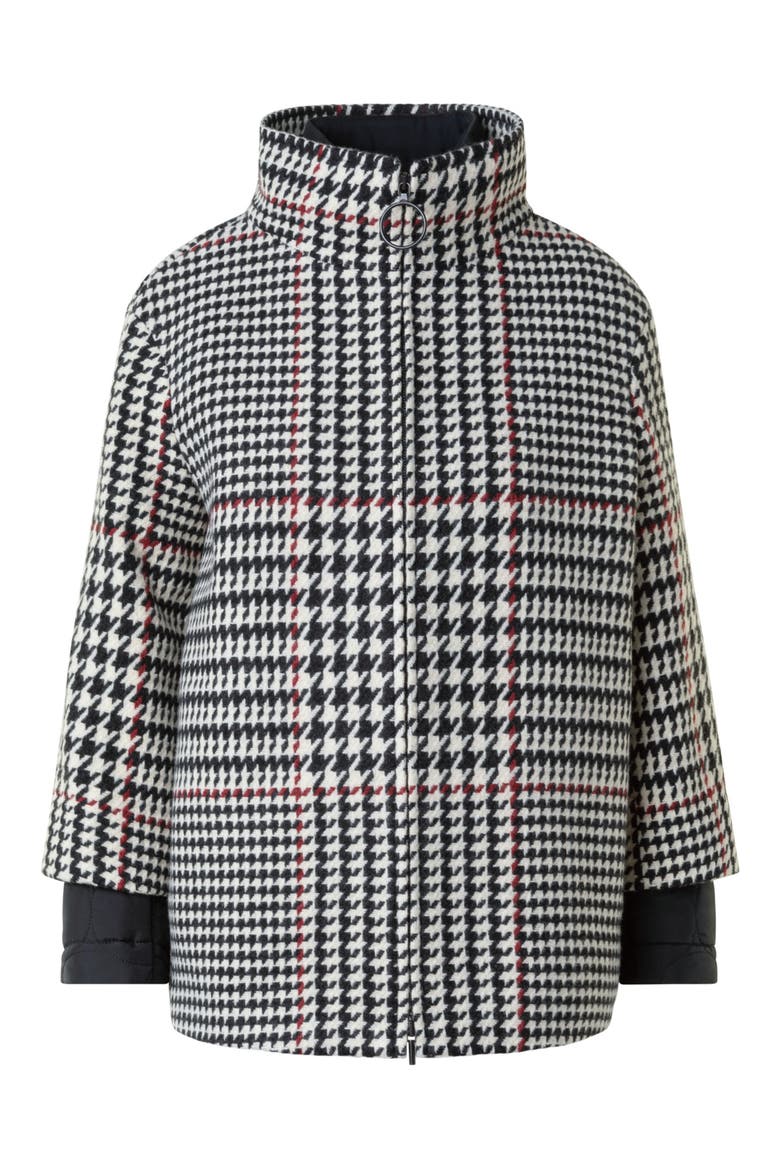 Glen Plaid 2-in-1 Car Coat, Alternate, color, BLACK-CREAM-VERMILLION