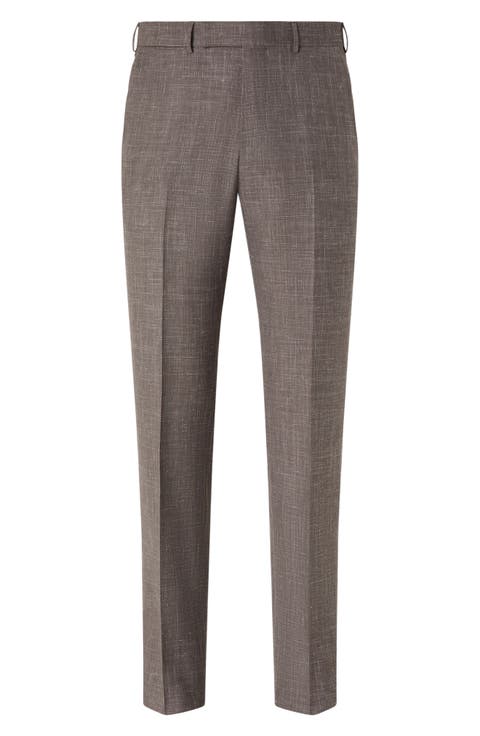 Flat Front Wool, Silk & Linen Trousers (Regular & Big)