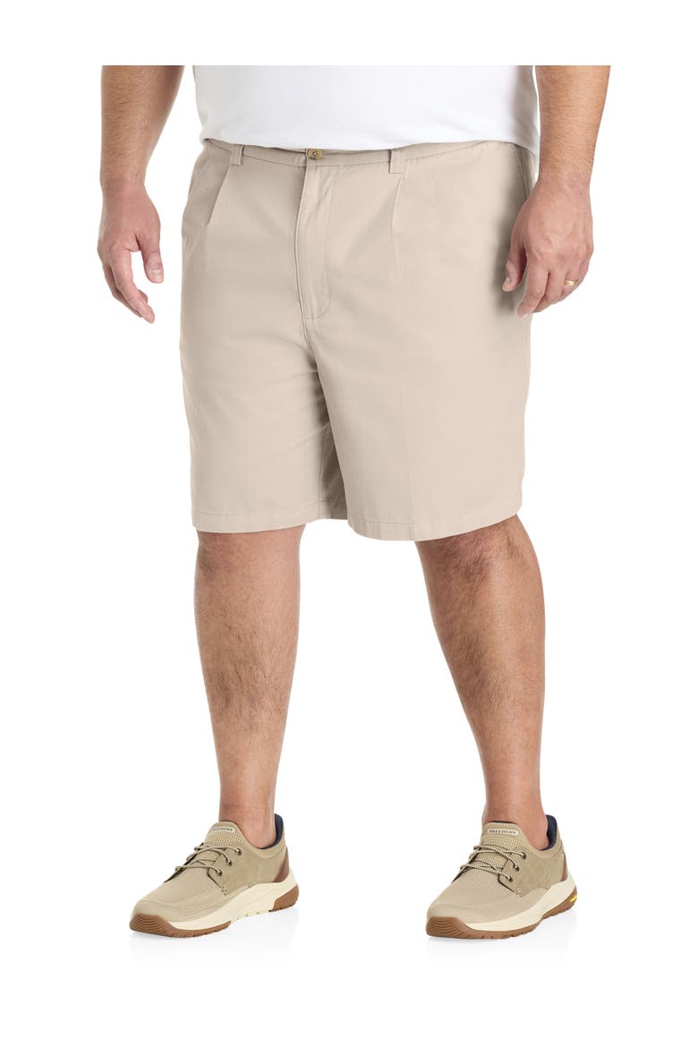 Big & Tall Waist-Relaxer Pleated Shorts, Main, color, STONE