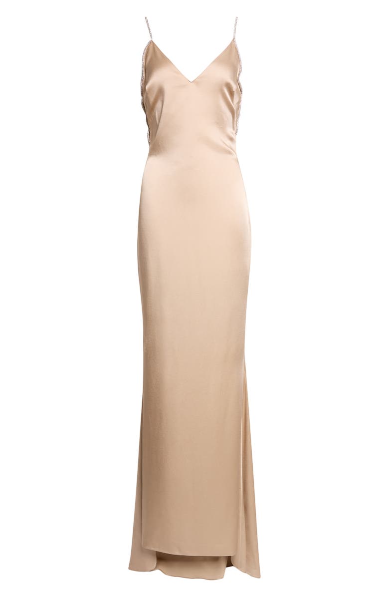TOM FORD Crystal Chain Satin Gown, Main, color, Beige/ Crystal