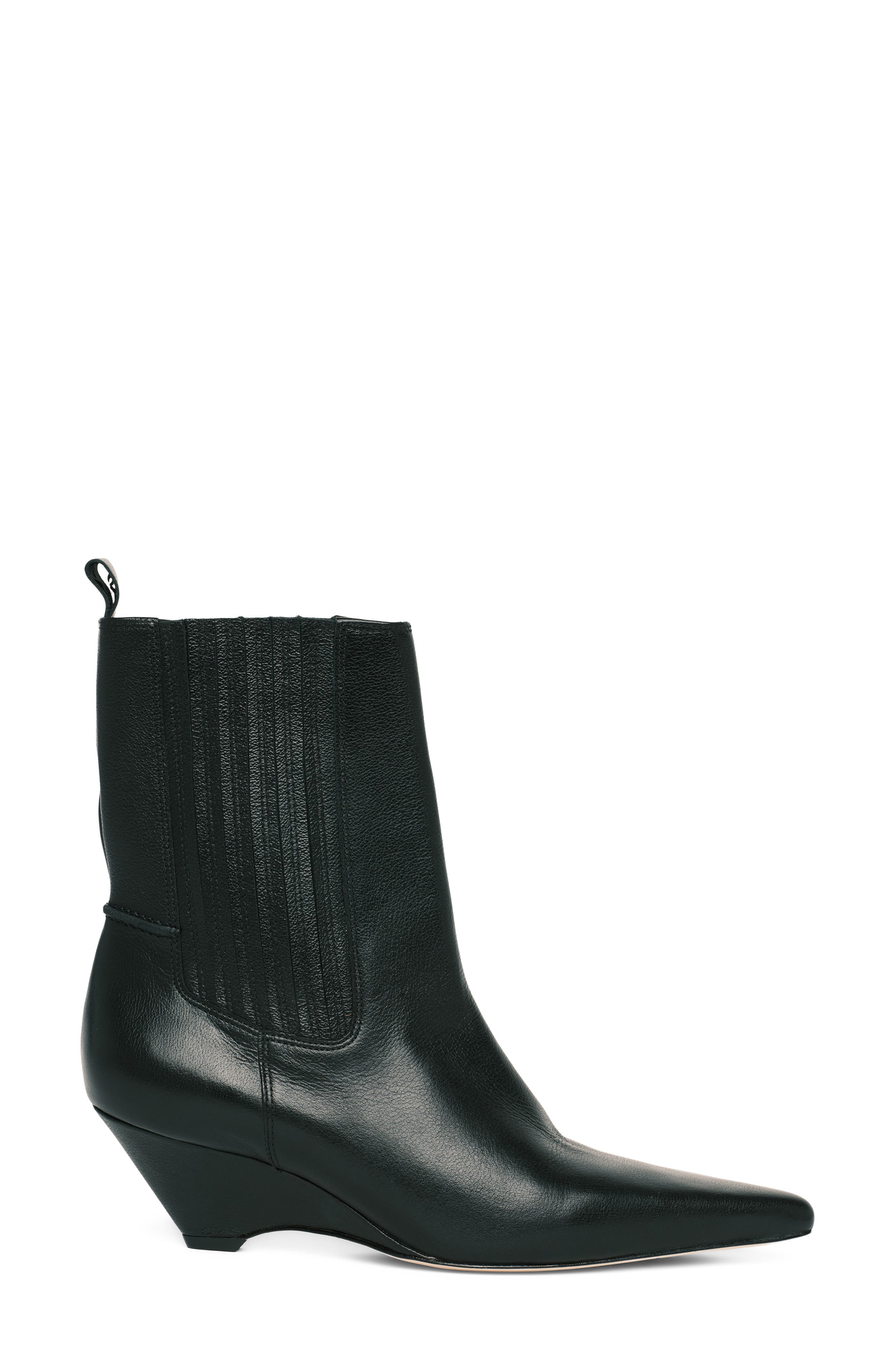 Parker Leather Curved Wedge Chelsea Boot, Alternate, color, BLACK