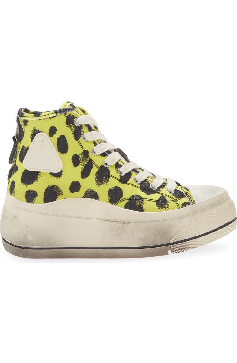 R13 Kurt Cheetah Print High Top Platform Sneaker, Alternate, color, Yellow Cheetah Print