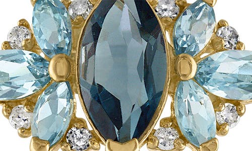 Fuzion Creations Diamond & Blue Topaz Ring In Yellow