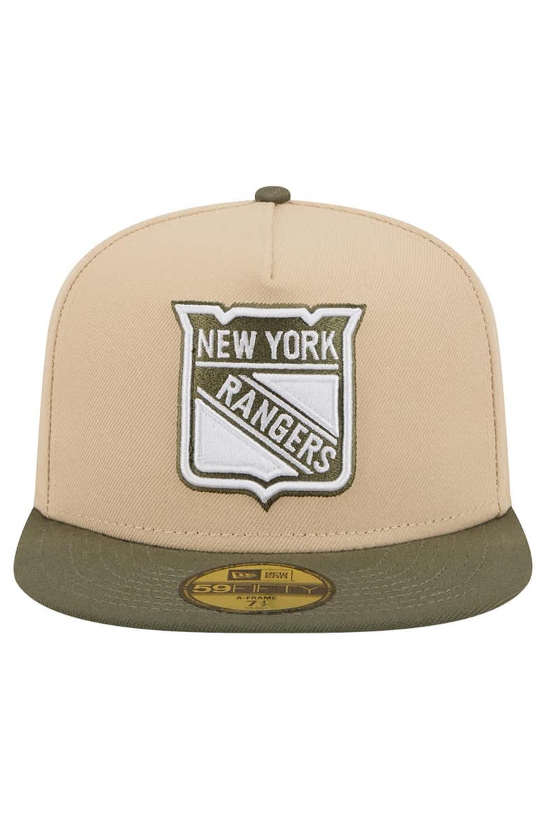 Men's New Era  Tan/Olive New York Rangers Color Pack Two-Tone 59FIFTY A-Frame Fitted Hat, Alternate, color, Tan