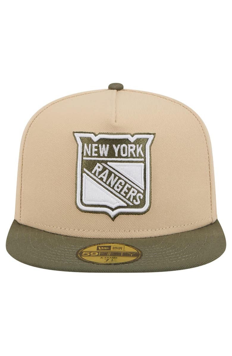 New Era Men's New Era  Tan/Olive New York Rangers Color Pack Two-Tone 59FIFTY A-Frame Fitted Hat, Alternate, color, Tan