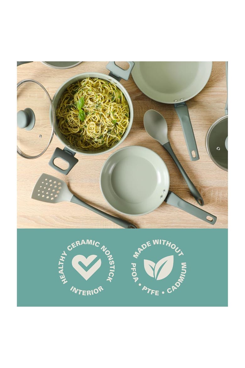 8 Inch Nonstick Aluminum Frying Pan in Sage Green, Alternate, color, Green