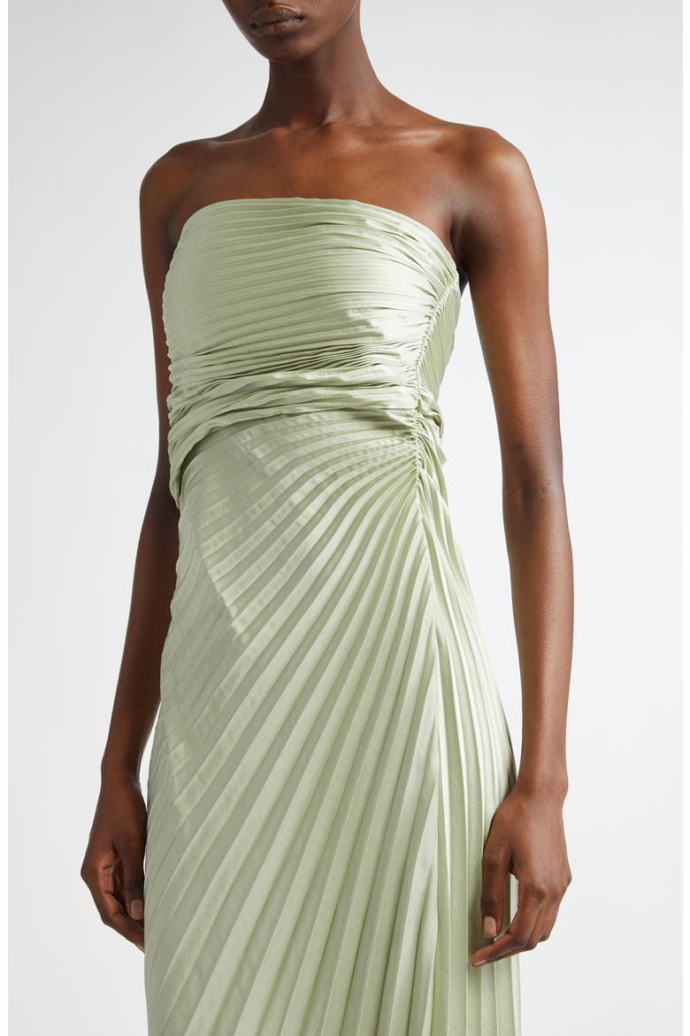 Layla Strapless Pleated Gown, Alternate, color, SPEARMINT
