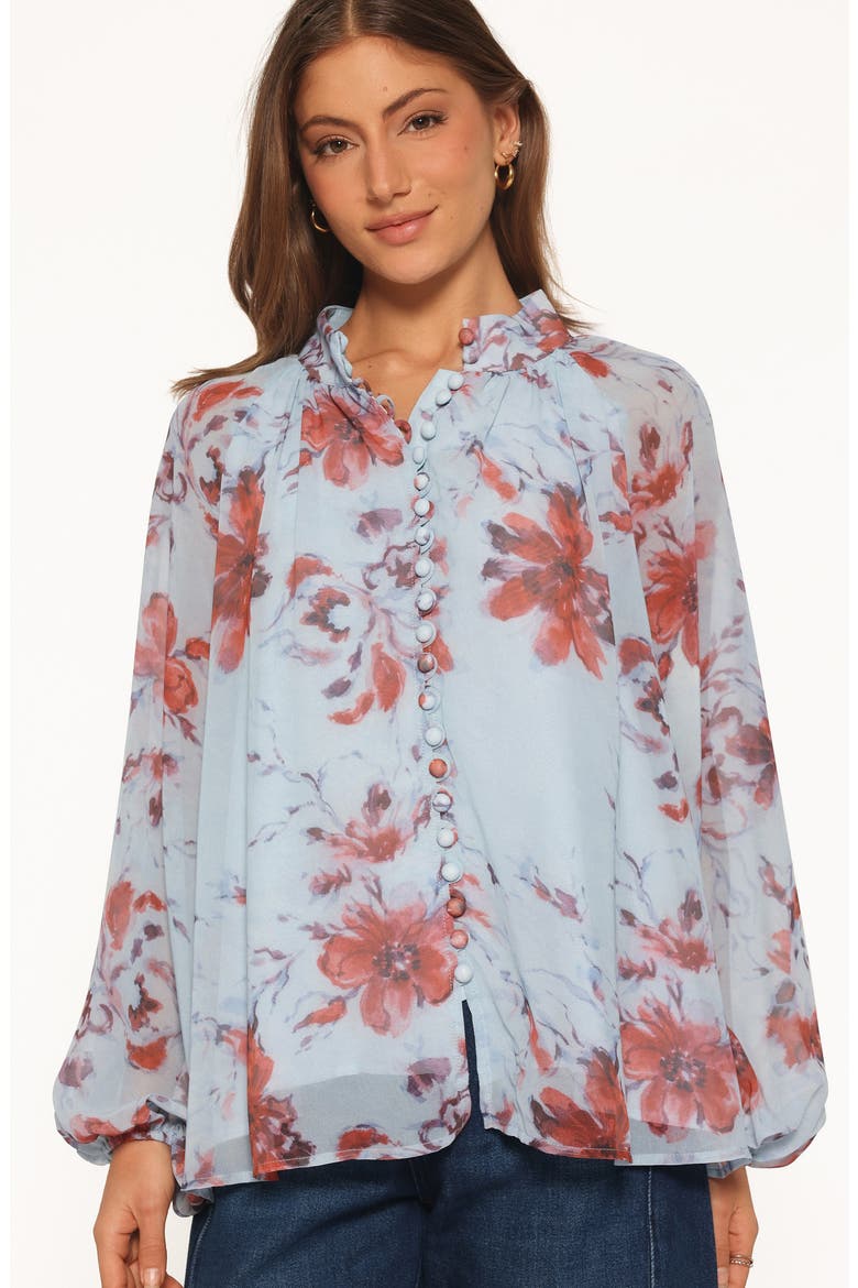 Marni Floral Balloon Sleeve Blouse, Alternate, color, BLUE FLORAL