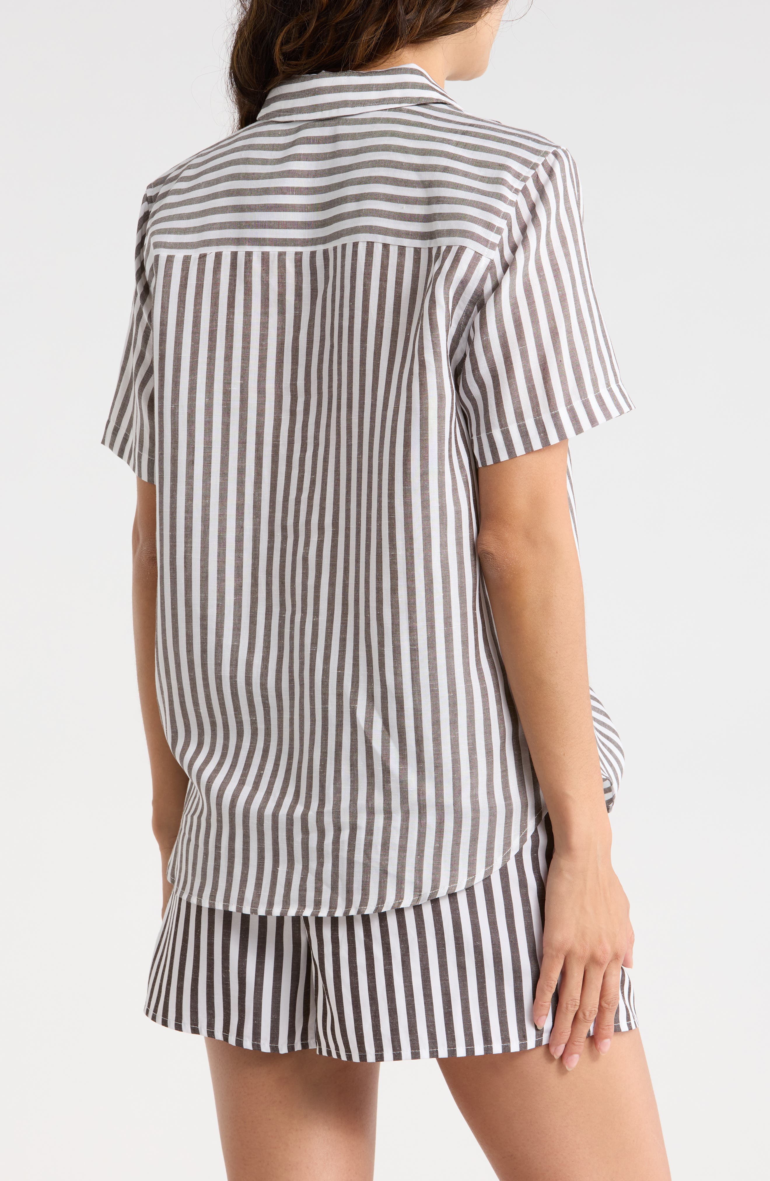 Short Sleeve Button-Up Cover-Up Shirt - image 2