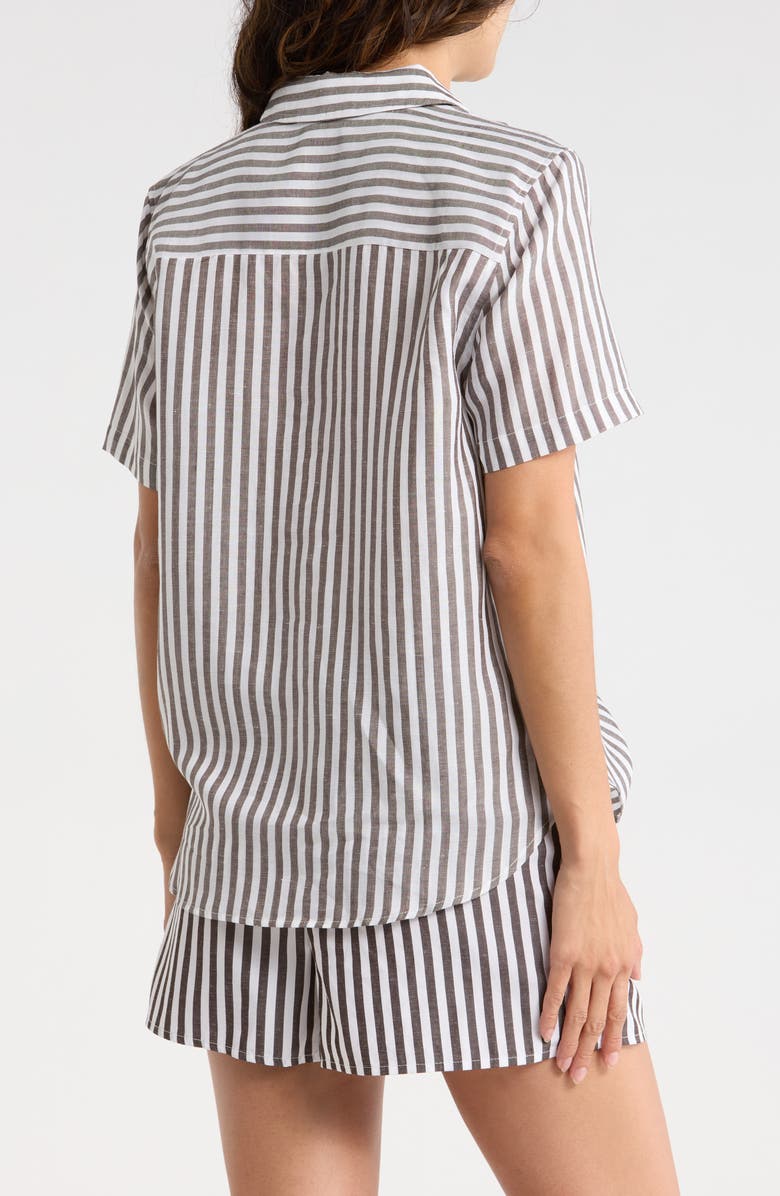 Onia Short Sleeve Button-Up Cover-Up Shirt, Alternate, color, Dark Chocola