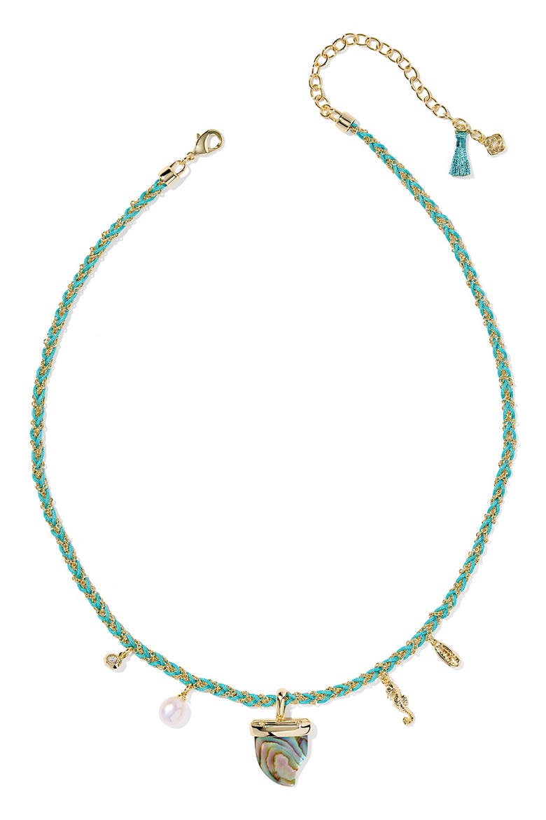 Oleana Abalone & Freshwater Pearl Charm Necklace, Alternate, color, GOLD ABALONE SHELL