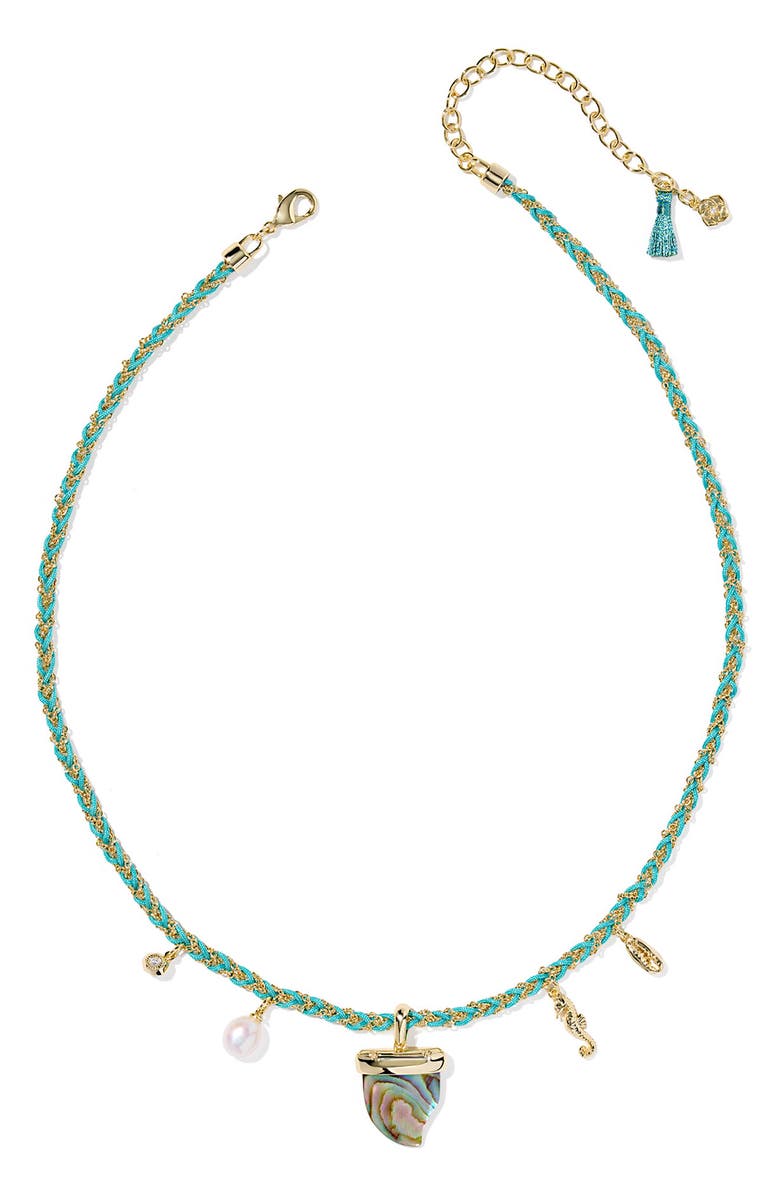 Kendra Scott Oleana Abalone & Freshwater Pearl Charm Necklace, Alternate, color, Gold Abalone Shell