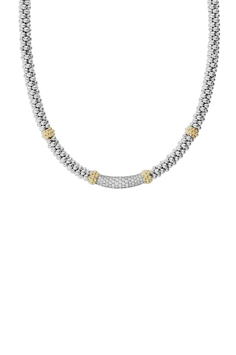 Diamond Luxe Pavé Station 6mm Necklace, Alternate, color, GOLD/DIAMOND