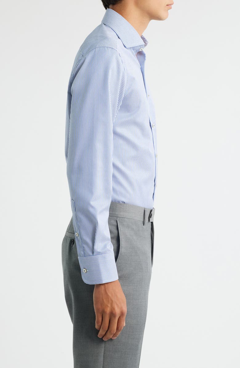 1863 by Eterna Banker Stripe Non-Iron Cotton Twill Dress Shirt, Alternate, color, Blue