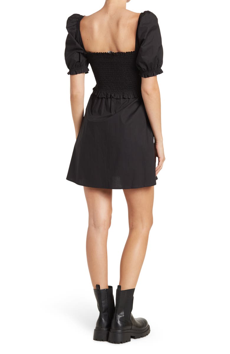 French Connection Rhodes Short Sleeve Smocked Poplin Dress, Alternate, color, 