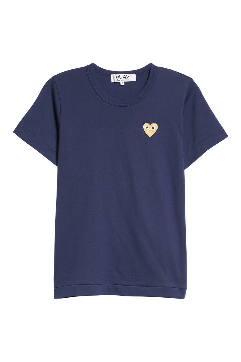 Gold Heart Patch T-Shirt, Alternate, color, NAVY