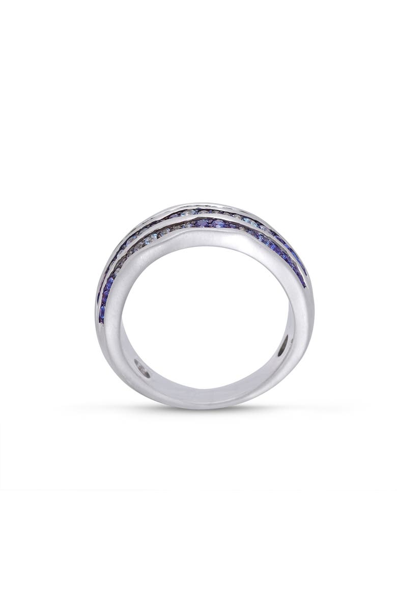 LuvMyJewelry Maverick Surfer Sapphire & Topaz Sterling Silver Band Ring, Alternate, color, Silver