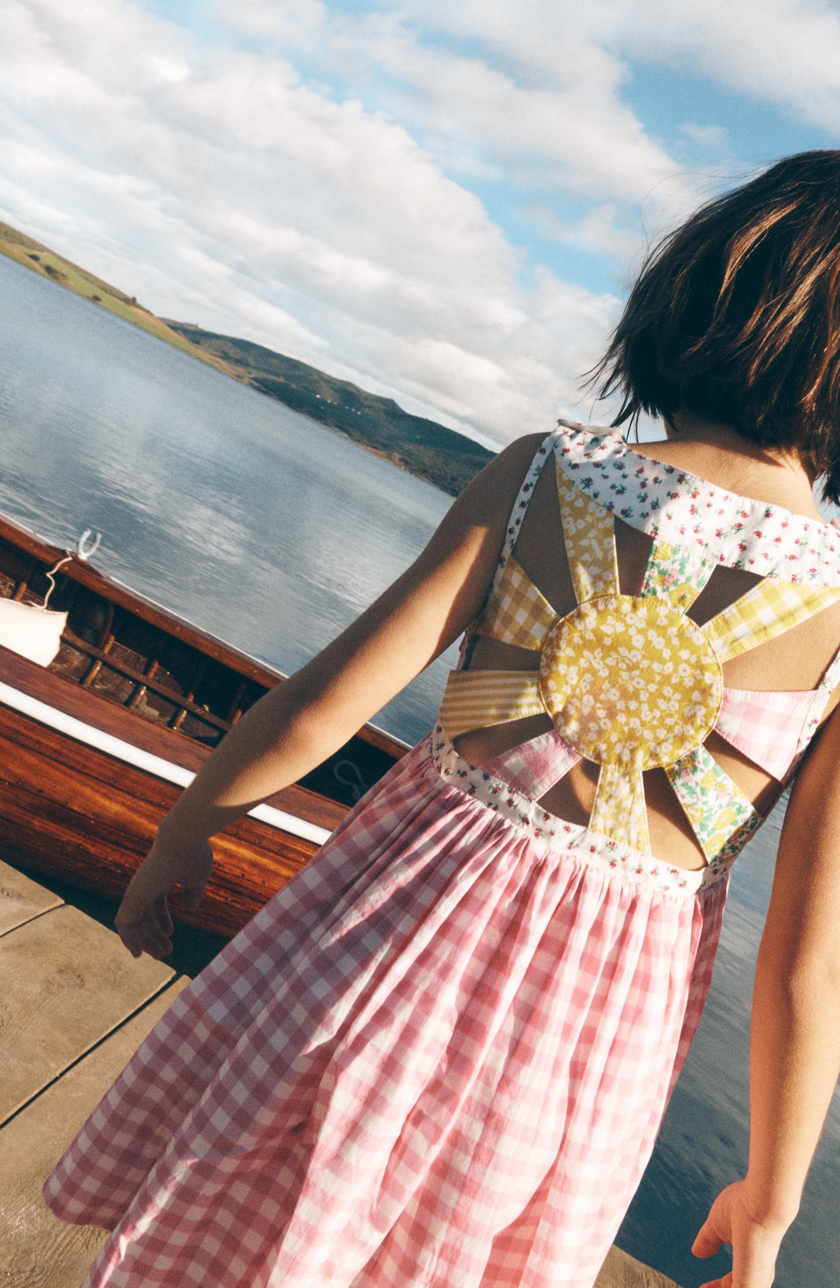 Mini Boden Kids' Harlow Gingham Strappy Cotton Sundress — фото 2